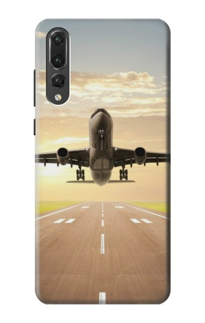 W3837 Airplane Take off Sunrise Hard Case and Leather Flip Case For Huawei P20 Pro