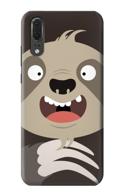 W3855 Sloth Face Cartoon Hard Case and Leather Flip Case For Huawei P20