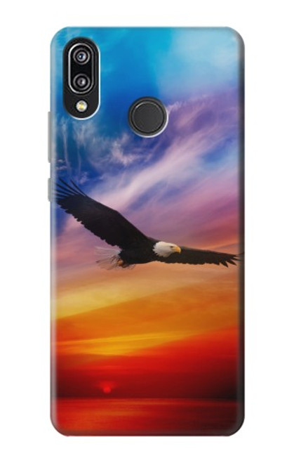 W3841 Bald Eagle Flying Colorful Sky Hard Case and Leather Flip Case For Huawei P20 Lite