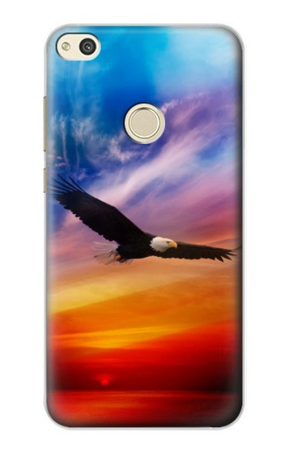 W3841 Bald Eagle Flying Colorful Sky Hard Case and Leather Flip Case For Huawei P8 Lite (2017)