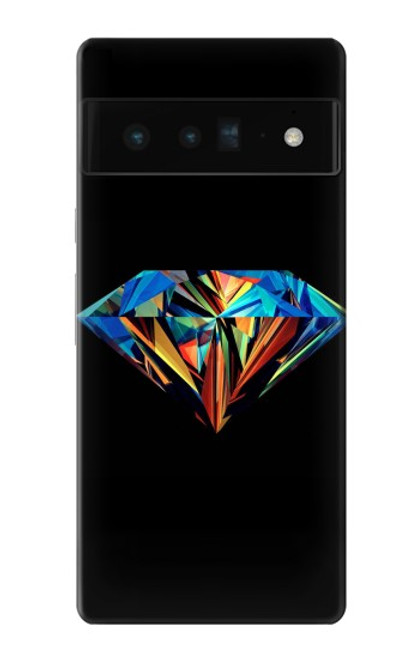 W3842 Abstract Colorful Diamond Hard Case and Leather Flip Case For Google Pixel 6 Pro