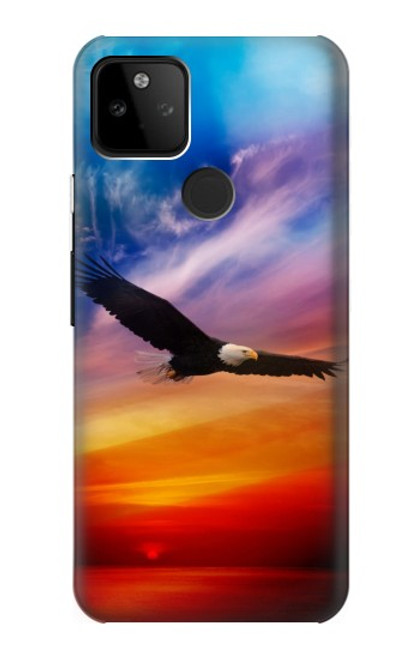 W3841 Bald Eagle Flying Colorful Sky Hard Case and Leather Flip Case For Google Pixel 5A 5G