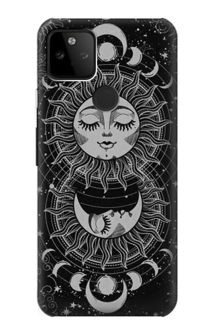 W3854 Mystical Sun Face Crescent Moon Hard Case and Leather Flip Case For Google Pixel 5A 5G