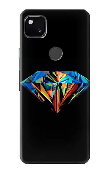 W3842 Abstract Colorful Diamond Hard Case and Leather Flip Case For Google Pixel 4a