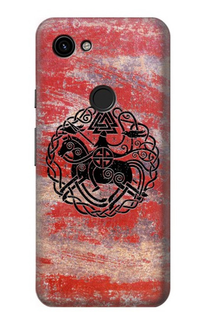 W3831 Viking Norse Ancient Symbol Hard Case and Leather Flip Case For Google Pixel 3a