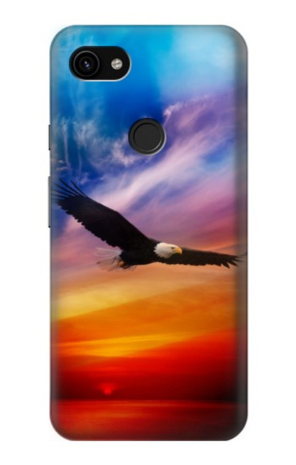 W3841 Bald Eagle Flying Colorful Sky Hard Case and Leather Flip Case For Google Pixel 3a XL