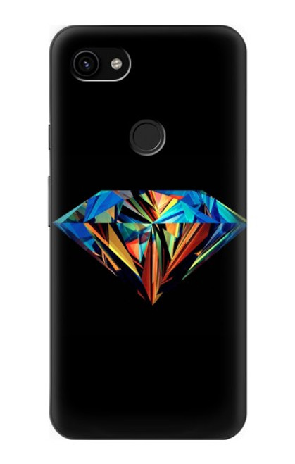 W3842 Abstract Colorful Diamond Hard Case and Leather Flip Case For Google Pixel 3a XL