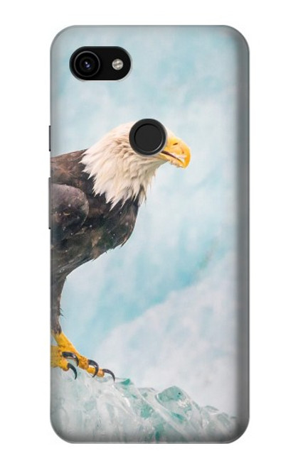 W3843 Bald Eagle On Ice Hard Case and Leather Flip Case For Google Pixel 3a XL