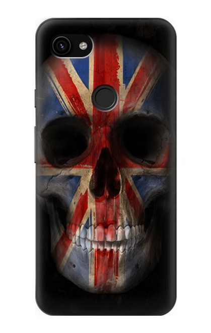 W3848 United Kingdom Flag Skull Hard Case and Leather Flip Case For Google Pixel 3a XL