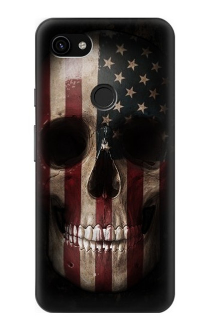 W3850 American Flag Skull Hard Case and Leather Flip Case For Google Pixel 3a XL