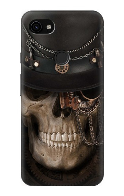 W3852 Steampunk Skull Hard Case and Leather Flip Case For Google Pixel 3a XL