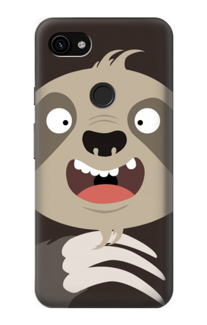 W3855 Sloth Face Cartoon Hard Case and Leather Flip Case For Google Pixel 3a XL