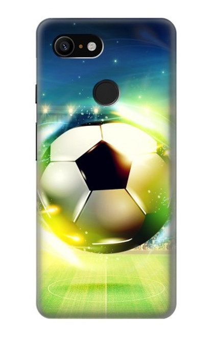 W3844 Glowing Football Soccer Ball Hard Case and Leather Flip Case For Google Pixel 3