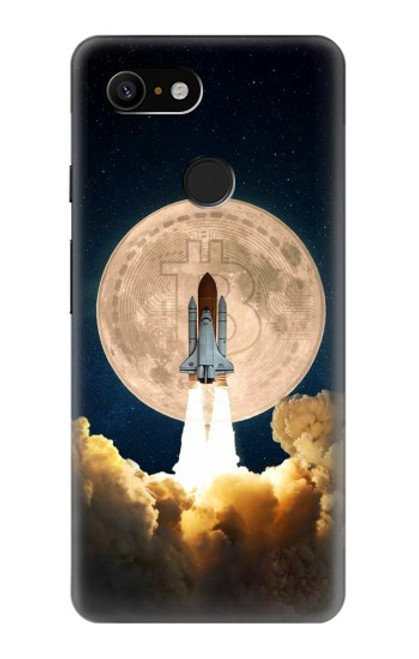 W3859 Bitcoin to the Moon Hard Case and Leather Flip Case For Google Pixel 3