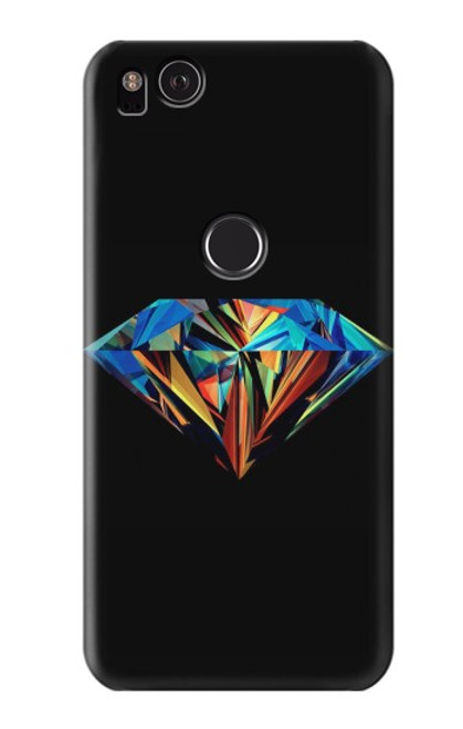 W3842 Abstract Colorful Diamond Hard Case and Leather Flip Case For Google Pixel 2
