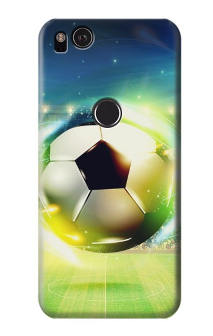 W3844 Glowing Football Soccer Ball Hard Case and Leather Flip Case For Google Pixel 2