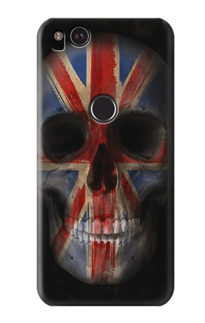 W3848 United Kingdom Flag Skull Hard Case and Leather Flip Case For Google Pixel 2
