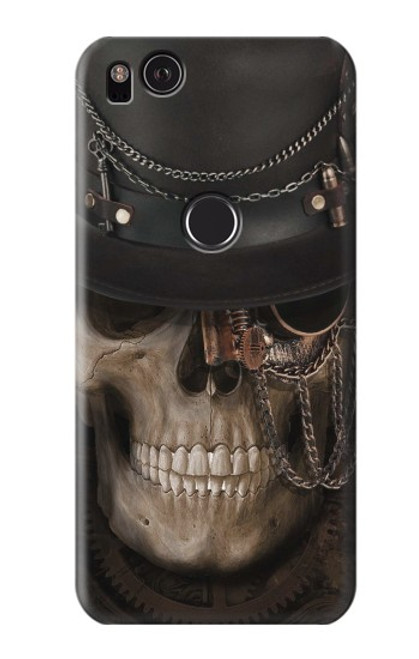 W3852 Steampunk Skull Hard Case and Leather Flip Case For Google Pixel 2