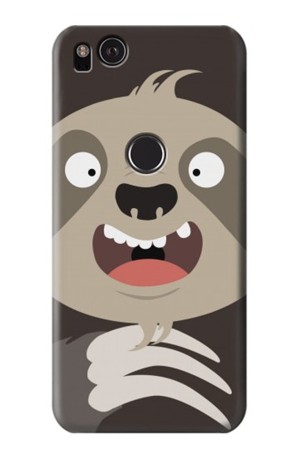 W3855 Sloth Face Cartoon Hard Case and Leather Flip Case For Google Pixel 2