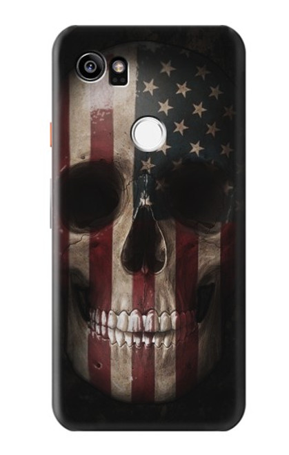 W3850 American Flag Skull Hard Case and Leather Flip Case For Google Pixel 2 XL