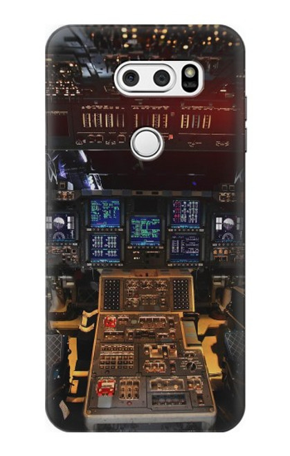 W3836 Airplane Cockpit Hard Case and Leather Flip Case For LG V30, LG V30 Plus, LG V30S ThinQ, LG V35, LG V35 ThinQ