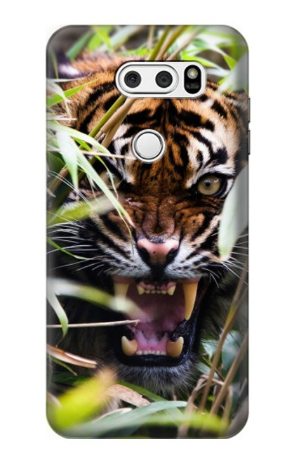 W3838 Barking Bengal Tiger Hard Case and Leather Flip Case For LG V30, LG V30 Plus, LG V30S ThinQ, LG V35, LG V35 ThinQ
