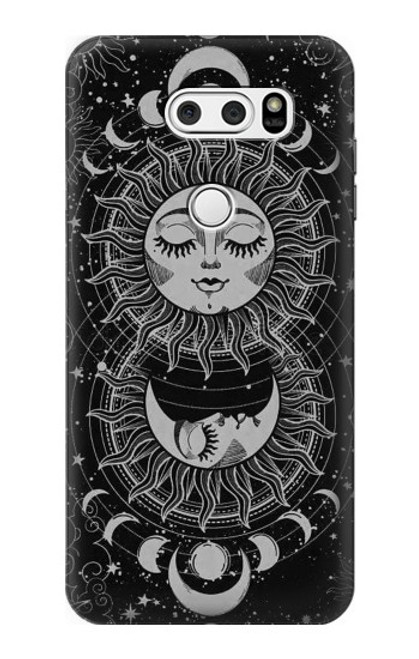 W3854 Mystical Sun Face Crescent Moon Hard Case and Leather Flip Case For LG V30, LG V30 Plus, LG V30S ThinQ, LG V35, LG V35 ThinQ