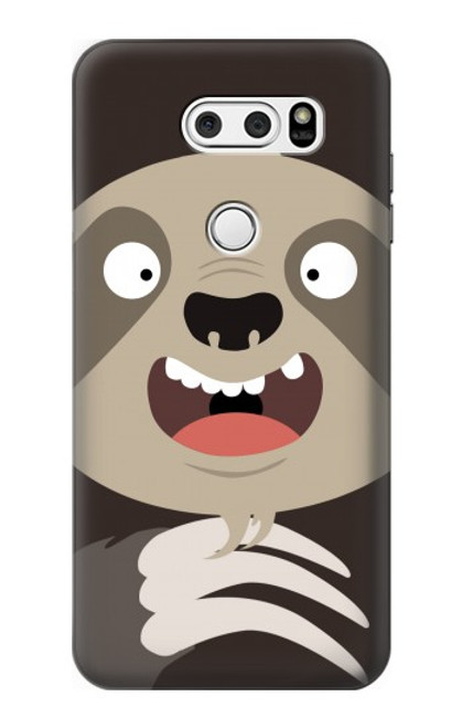 W3855 Sloth Face Cartoon Hard Case and Leather Flip Case For LG V30, LG V30 Plus, LG V30S ThinQ, LG V35, LG V35 ThinQ