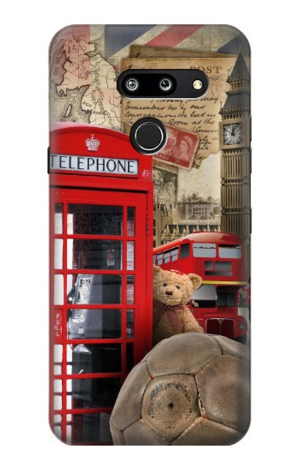 W3856 Vintage London British Hard Case and Leather Flip Case For LG G8 ThinQ