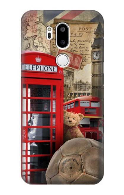 W3856 Vintage London British Hard Case and Leather Flip Case For LG G7 ThinQ