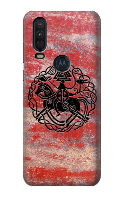 W3831 Viking Norse Ancient Symbol Hard Case and Leather Flip Case For Motorola One Action (Moto P40 Power)