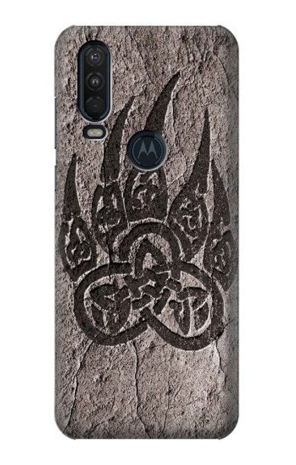 W3832 Viking Norse Bear Paw Berserkers Rock Hard Case and Leather Flip Case For Motorola One Action (Moto P40 Power)