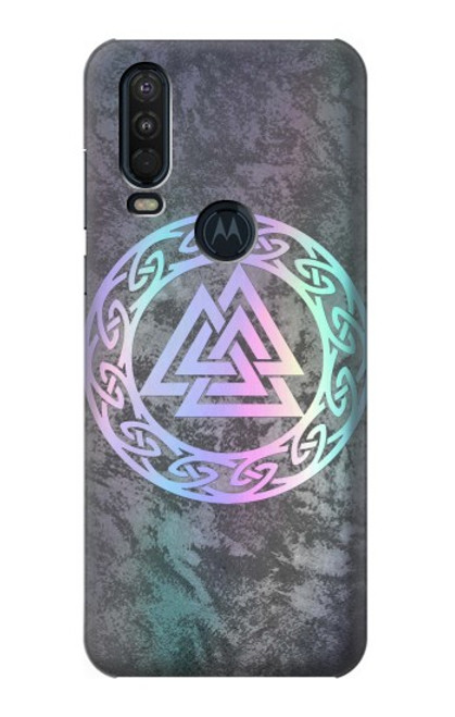 W3833 Valknut Odin Wotans Knot Hrungnir Heart Hard Case and Leather Flip Case For Motorola One Action (Moto P40 Power)
