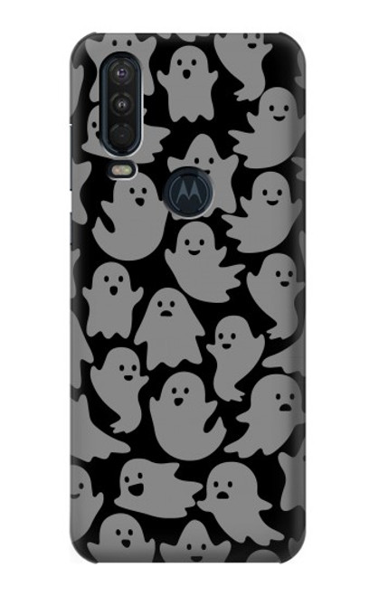 W3835 Cute Ghost Pattern Hard Case and Leather Flip Case For Motorola One Action (Moto P40 Power)