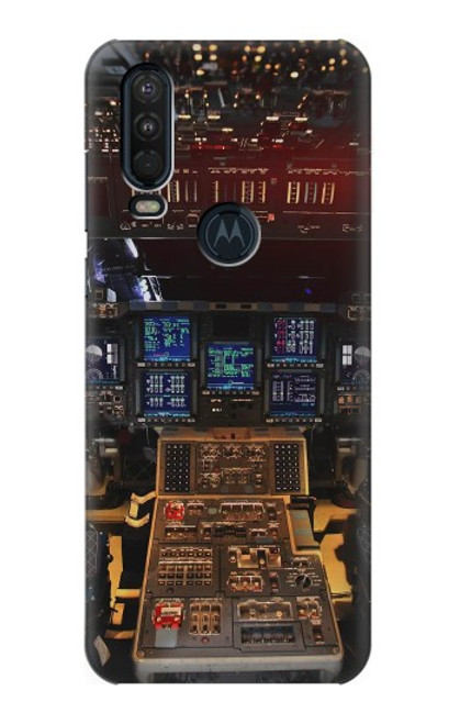 W3836 Airplane Cockpit Hard Case and Leather Flip Case For Motorola One Action (Moto P40 Power)