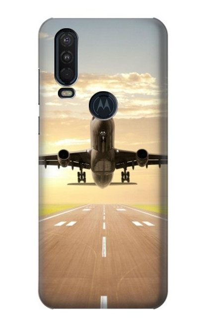 W3837 Airplane Take off Sunrise Hard Case and Leather Flip Case For Motorola One Action (Moto P40 Power)