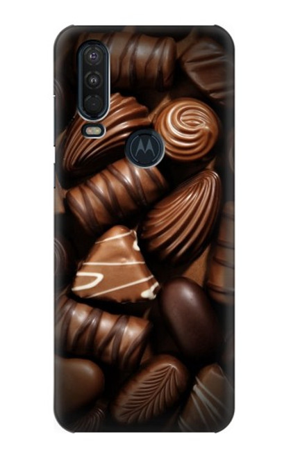 W3840 Dark Chocolate Milk Chocolate Lovers Hard Case and Leather Flip Case For Motorola One Action (Moto P40 Power)