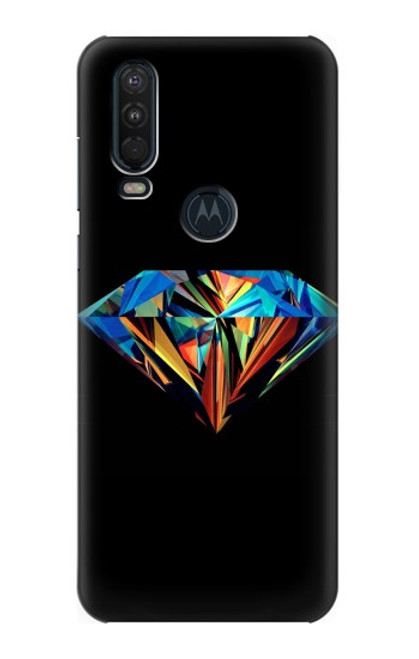 W3842 Abstract Colorful Diamond Hard Case and Leather Flip Case For Motorola One Action (Moto P40 Power)