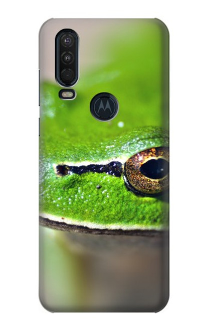 W3845 Green frog Hard Case and Leather Flip Case For Motorola One Action (Moto P40 Power)