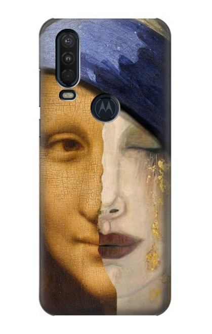 W3853 Mona Lisa Gustav Klimt Vermeer Hard Case and Leather Flip Case For Motorola One Action (Moto P40 Power)