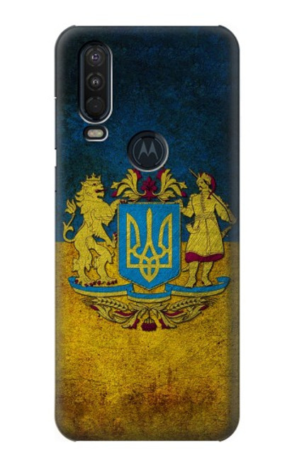 W3858 Ukraine Vintage Flag Hard Case and Leather Flip Case For Motorola One Action (Moto P40 Power)