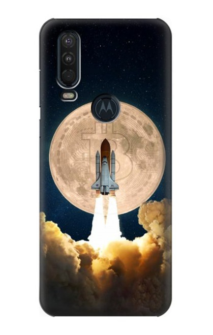 W3859 Bitcoin to the Moon Hard Case and Leather Flip Case For Motorola One Action (Moto P40 Power)