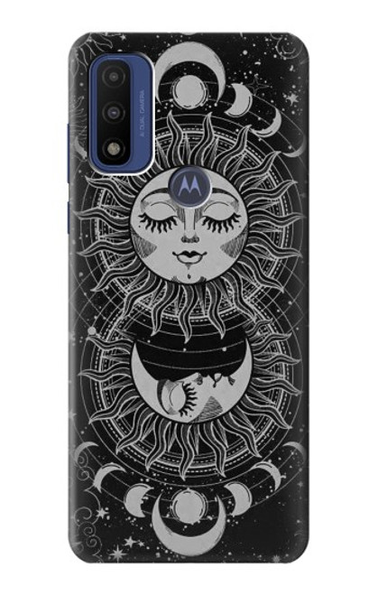 W3854 Mystical Sun Face Crescent Moon Hard Case and Leather Flip Case For Motorola G Pure