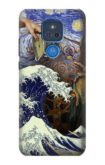 W3851 World of Art Van Gogh Hokusai Da Vinci Hard Case and Leather Flip Case For Motorola Moto G Play (2021)