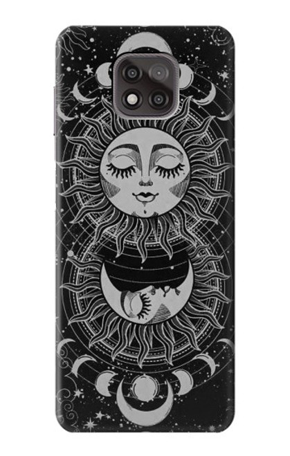 W3854 Mystical Sun Face Crescent Moon Hard Case and Leather Flip Case For Motorola Moto G Power (2021)