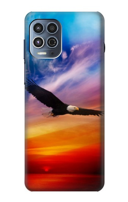 W3841 Bald Eagle Flying Colorful Sky Hard Case and Leather Flip Case For Motorola Moto G100