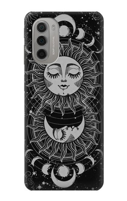W3854 Mystical Sun Face Crescent Moon Hard Case and Leather Flip Case For Motorola Moto G51 5G