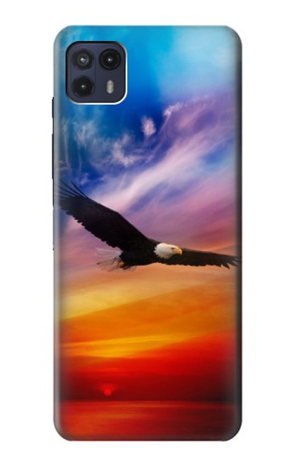 W3841 Bald Eagle Flying Colorful Sky Hard Case and Leather Flip Case For Motorola Moto G50 5G