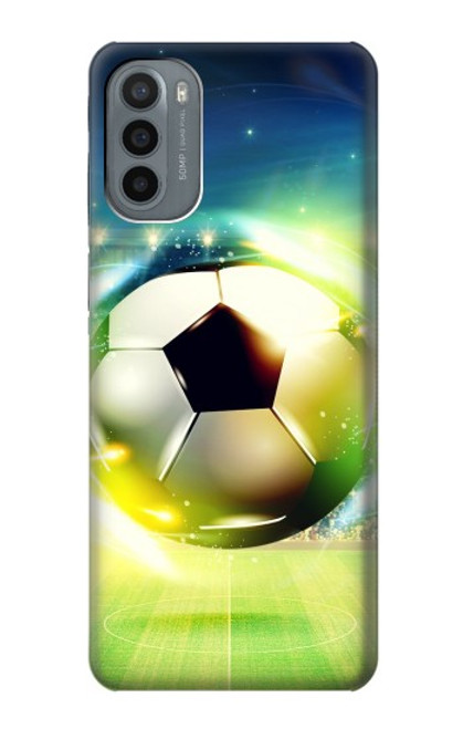 W3844 Glowing Football Soccer Ball Hard Case and Leather Flip Case For Motorola Moto G31