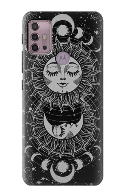 W3854 Mystical Sun Face Crescent Moon Hard Case and Leather Flip Case For Motorola Moto G30, G20, G10
